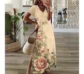 Sunflower Print Floral Graphic Dresses For Women's Plus Size Elegant Midi Dresses Female Short Sleeve Dress  Women's Clothing