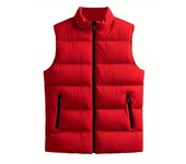 1pc Chaleco acolchado de talla grande para hombre - Chaleco acolchado de color liso con cuello alto, chaqueta acolchada