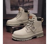 Botas Altas De Cuero Para Hombre, Botines De Motocicleta A La Moda, Zapatos De Invierno Con Cordones