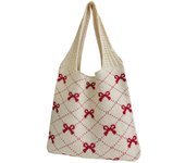 Bowknot Pattern Crochet Tote Bag Summer Large Capacity Fairy Grunge Beach/Travel Bag Ladies Hobo Bags Women