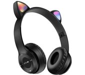 Wireless Headphone Cute Cat Ears Gaming Earphone With Flash Light Stereo Bass Bluetooth-Compatible Headset For Kids Girls
