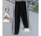 Autumn and winter children's solid color sports plus velvet pants boys and girls comfortable leisure warm sports fashion pants.