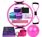 Yoga Resistance Yoga Fitness 11pcs Webbing Latex Silk Butt Ring Latex Elastic Ring Yoga Ball Stretching Belt Pilates Set Gym