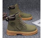 Botas altas informales Retro para Hombre, Botas gruesas de ruibarbo para invierno, botines de motocicleta con cordones, calzado de trabajo, Botas para Hombre