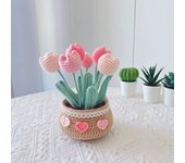 Daisy Rose Tulip Crochet Flower Kit Handmade Woolen Yarn No Finish Flowers Crochet Knitting Kit Unique Tulip Potted Flower