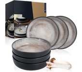 Plato de sopa gourmet  Juego de 6 platos hondos para 6 personas (porcelana, aptos para lavavajillas y microondas), color beige