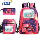 Axolotl printed kids school bag 3-piece set student backpack shoulder bag pencil case set children's school gift