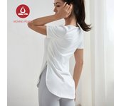 Moving Peach Yoga T-Shirts Women Gym Wear Korean Fashion Top Short Sleeve CTE