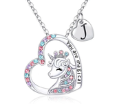 Fashion Initial Letter Unicorn Necklace You Are Magical Horse Pendant Necklaces For Girls Birthday Gifts