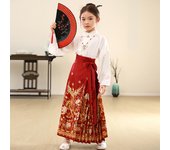 New horse faced Hanfu set for girls, Chinese Ming children's ancient Tang style daily spring and summer
