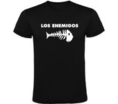 Camiseta Negra con Logotipo de Los Enemigos Hombre 100% Algodón  Mangas Cortas