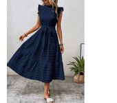 Vestido de verano nuevo con mangas voladoras y orejas de moda para mujer, cómodo vestido de encaje transpirable