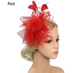 Flower Feathers Hair Clip Fascinator Hat for Women Tea Party Headband Wedding Cocktail Mesh Alice Headband Clip