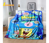 Go-SpongeBob Cartoon Printed Blanket Soft and Comfortable Flannel Throw Blanket Home Bed Sofa Children's Cute Birthday Gift