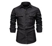 Camisa vaquera hombre casual algodón manga larga lavada