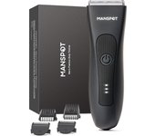 MANSPOT Manscape Groin & Body Hair Trimmer for Men, Electric Ball Pubic Trimmer Shaver,Manscape Kit with 4 Guard,Replaceable Ceramic Blade Heads,Waterproof Wet/Dry Shaver,90 Minutes Shaving