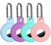4 Pack Silicone with Keychain, Air Holder for Airtag GPS Tracker, Soft Full-Body Shockproof Apple Tag