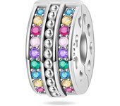 Pendant Charm Bead 925 Sterling Silver Colored Zircon Safety Buckle Beads Original Bracelet for Jewelry Making Valentine's Day Gift