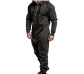 Men Onesie All In One Hoodie Zip Jumpsuit Winter Casual Hooded Romper Playsuit