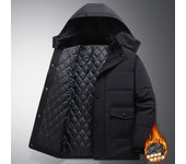 Chaqueta militar de invierno 2024 para hombres nueva chaqueta de gran tamaño de poliéster con impermeable largo y grueso y capucha