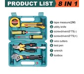 8/9/12/13Piece Tools Set General House hold Hand Tool Kit with Plastic Toolbox Storage Case Used to Car repair And home Repair