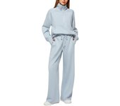 2-piece oversized sweatshirt, half zip, wide leg sweatpants, TRE casual, 2024