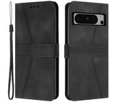 For Google Pixel 8 Pro Leather Case Triangle Imprinted Solid Color Phone Cover