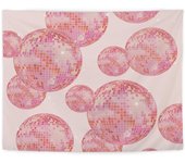 Disco Ball Tapestry Pink Preppy Trendy Retro Aesthetic Tapestry Wall Hanging for Teen Girls Room Bedroom College Dorm, Disco Ball Decor, Pink Wall Decor, Pink Room Decor Aesthetic,