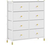 Cajonera para Armario, Cuero PU, Cómoda Dormitorio 8 Cajones, Cajones de Tela con Parte Superior de Madera, Cajas organizadoras para armarios, Dormitorio, Pasillo, Blanco