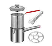 1.8L Deep Fryer Pot, Small Fryer Pot, Multipurpose Stainless Steel Baskets, Deep Fryer, Cooking Pot for Home