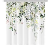 Green Plant Leaf Vines Flowers Shower Print Modern Nordic Minimalist Polyster Home Decor Bathroom Curtain with Hooks