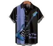 Music Guitar Print T-Shirt Men's Rock Hip Hop Top Short Sleeve V-Neck Ahloa Beach Shirt Camisa Social Mascua