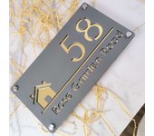 Personalized Laser Cut Acrylic Sign Modern House Number OutDoor Plaque Family Name Plate Door Signs Matte White Mirror Black