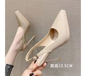 2024 new style women's shoes/sandals/high heels/stilettos/pointed toes/spring/summer/autumn/winter/banquet/wedding/work/leather/Beige-10.5Cm