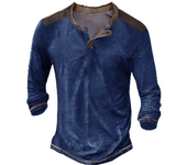 Camiseta hombre, Henley, manga larga, cuello V, deportes callejeros, botones, diseño