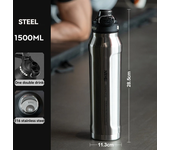 Botella de agua termo de 1,5 l, vaso de vacío de acero inoxidable, taza de café, té caliente aislado y botella de agua fría, bebida térmica