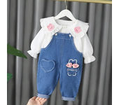Conjunto de primavera de pantalones de bebé para niñas, conjunto de dos piezas de manga larga para niños con cuello de muñeca