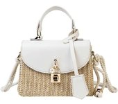 Straw Crossbody Bag for Women Hand Woven Shoulder Bag Leather Top Handle Small Boho Purse Rattan Beach Handbags