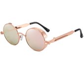 Gafas de sol polarizadas punk de nueva moda, gafas de sol de metal con montura redonda retro personalizadas para hombres y mujeres