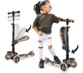 Patinete, Scooter para niños, 2 años en adelante, Asiento abatible, Altura Ajustable, Monopatin 2 en 1, Luces Intermitentes