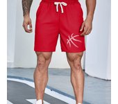 Línea de baloncesto, pantalones cortos deportivos casuales y cómodos con cordón para hombre, pantalones cortos deportivos