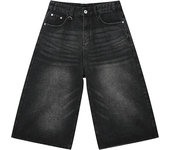 Pantalones vaqueros para hombre, pantalones cortos vaqueros de pierna ancha recta, estilo vintage, sueltos, diseño de moda, pantalones cortos de lavado de verano