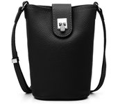 Bolso bandolera pequeño de cuero de primera calidad, estilo cubo vertical casual para teléfono móvil