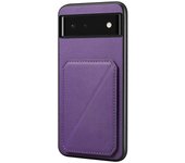 For Google Pixel 6 Case Kickstand Calf Textured Leather+PC+TPU Phone Shell