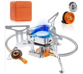 Gas de Camping, 3600W Cocina de gas portátil, Mini Estufa Plegable de Acero con Encendido Piezoeléctrico, Hornillos Portátiles de Camping Split con Adaptador para Camping, Picnic, Senderismo