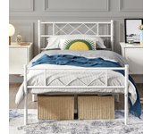 Moderna Cama de Metal con somier, Cama Doble/Individual, Marco de Cama con cabecero, Cama de Invitados, Cama Juvenil, para Dormitorio, habitación de Invitados, 90 x 200 cm/Negro