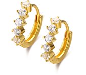 Lindo 925 plata esterlina dorada cinco pequeños anillos redondos CZ huggie Hoop pendientes joyas infantiles
