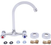 Two-Handle Kitchen Tap Wall Mounted Mesisng Mixer Tap Wall Fitting 360° Rotatable Kitchen Sink Mixer Tap