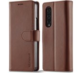 Cases for Galaxy Z Fold  Wallet Case, Business Style Premium PU Leather Galaxy Z Fold 3 Card Holders Women Men Protective Phone Case for Samsung Galaxy Z Fold 3 5G，brown