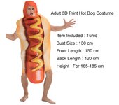 Adult Kids Funny 3D Print Sausage Hot Dog Costumes Halloween Men Women Family One-Piece Carnival Food Costume